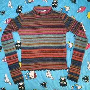 Candie's Vibrant Sparkle Striped Longsleeve Top